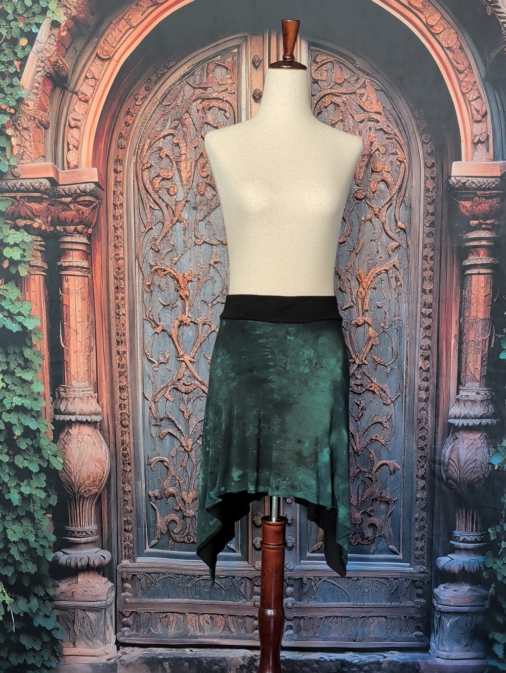 Green And Black Handkerchief Festival Skirt
